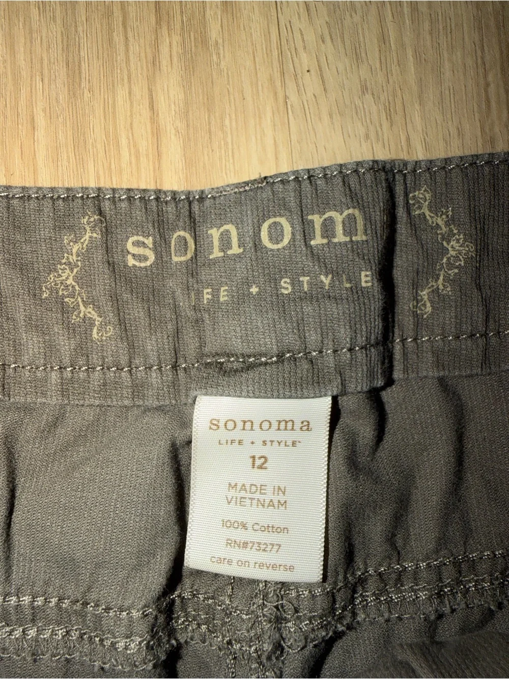 Sonoma Dark Olive Cargo Capris with Drawstring Hems